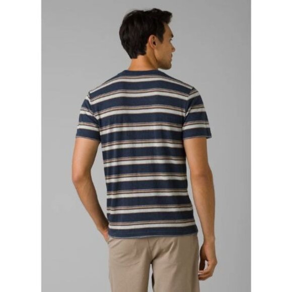 PrAna Cardiff Pocket T-Shirt Nautical Stripe Mens XXL Short Sleeve Slim Fit NWT - Picture 2 of 2